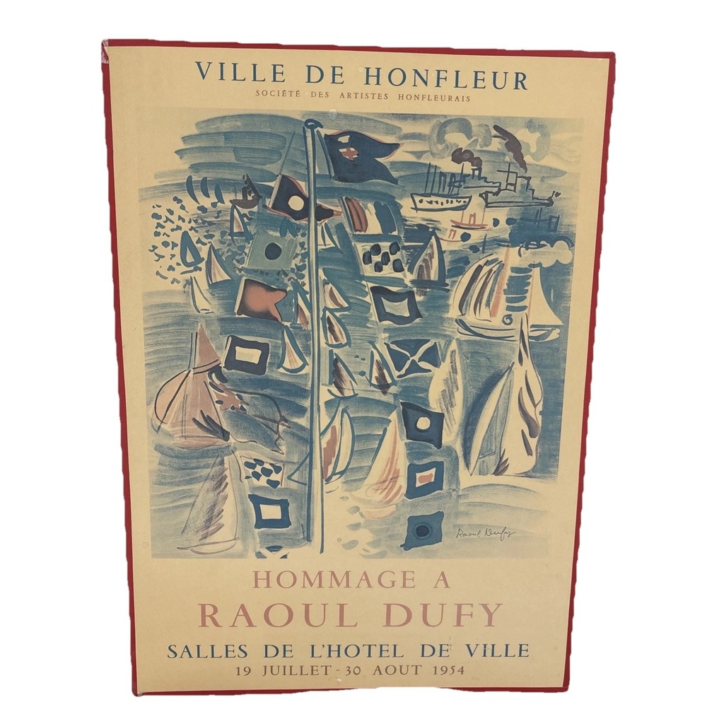 1954 Ville De Honfleur Hommage Raoul Dufy Maritime Art Poster Framed 20x28